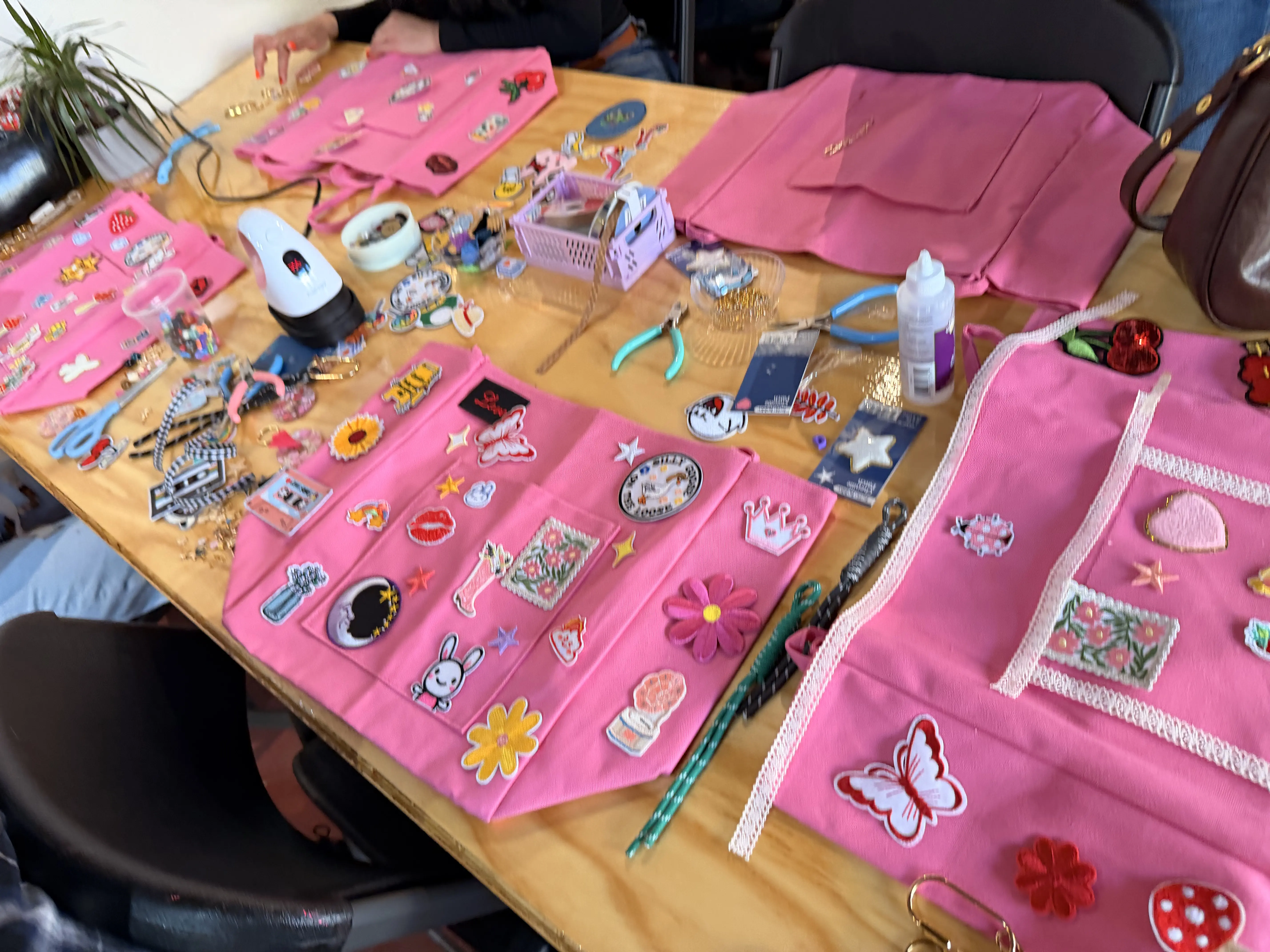 Gather and Glow Club craft supplies and welcome table